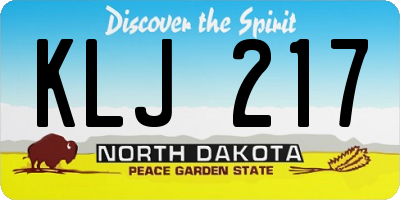 ND license plate KLJ217