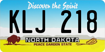 ND license plate KLJ218