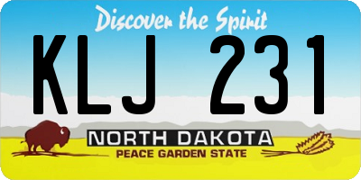 ND license plate KLJ231