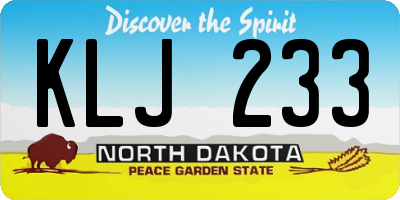 ND license plate KLJ233