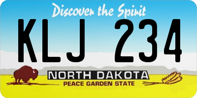 ND license plate KLJ234