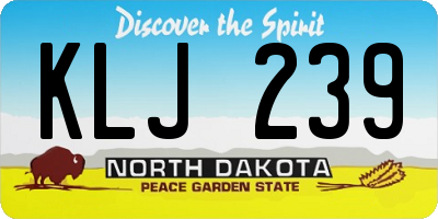 ND license plate KLJ239