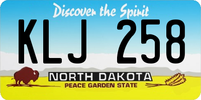 ND license plate KLJ258
