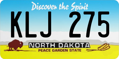 ND license plate KLJ275