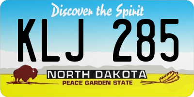 ND license plate KLJ285