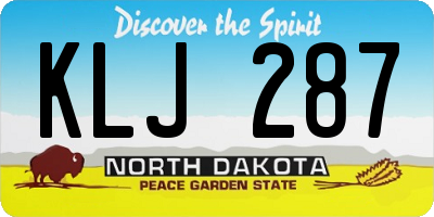 ND license plate KLJ287