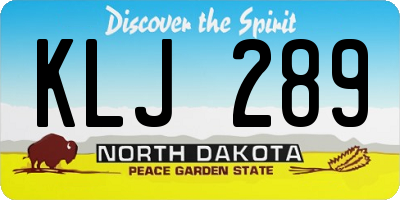 ND license plate KLJ289