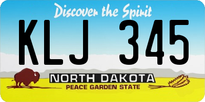 ND license plate KLJ345