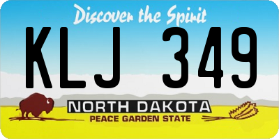 ND license plate KLJ349