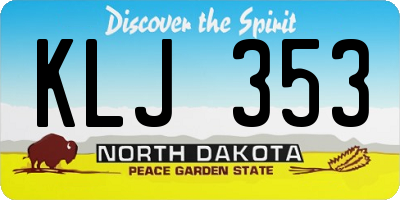 ND license plate KLJ353