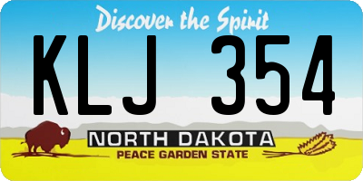 ND license plate KLJ354