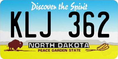 ND license plate KLJ362