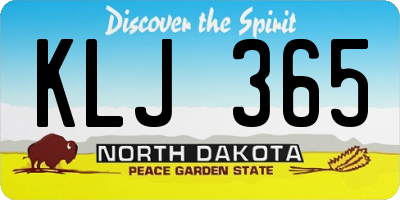 ND license plate KLJ365
