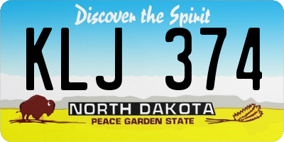 ND license plate KLJ374