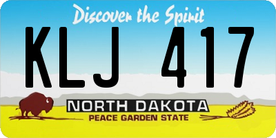 ND license plate KLJ417