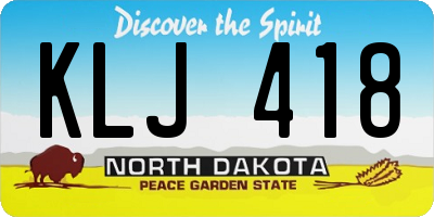 ND license plate KLJ418