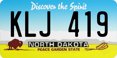 ND license plate KLJ419