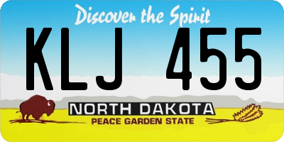 ND license plate KLJ455