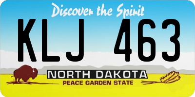 ND license plate KLJ463