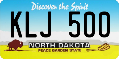 ND license plate KLJ500