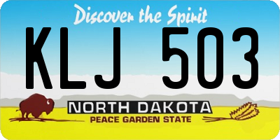 ND license plate KLJ503