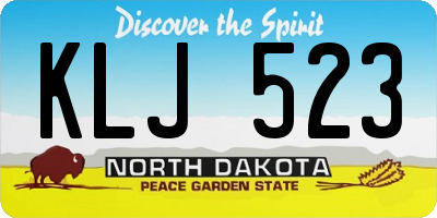 ND license plate KLJ523