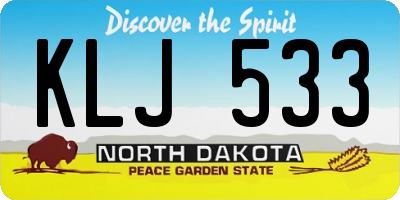 ND license plate KLJ533