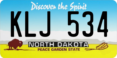 ND license plate KLJ534