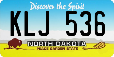 ND license plate KLJ536