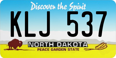 ND license plate KLJ537
