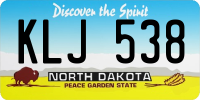ND license plate KLJ538