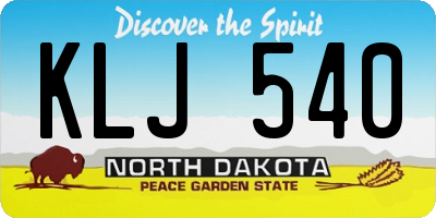 ND license plate KLJ540