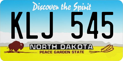 ND license plate KLJ545