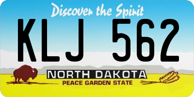 ND license plate KLJ562