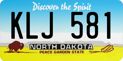 ND license plate KLJ581