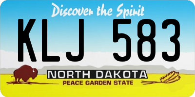 ND license plate KLJ583