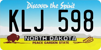 ND license plate KLJ598