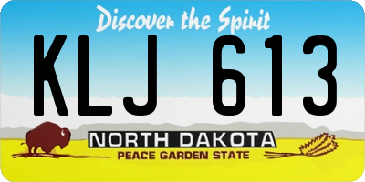 ND license plate KLJ613
