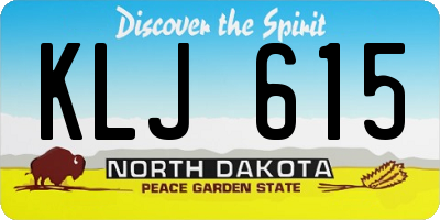ND license plate KLJ615