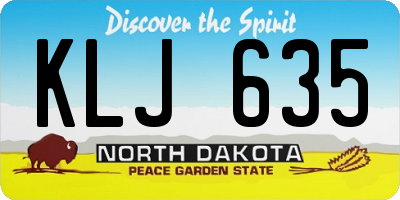 ND license plate KLJ635