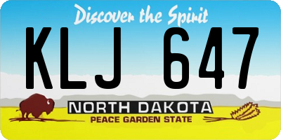 ND license plate KLJ647