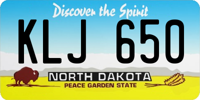 ND license plate KLJ650