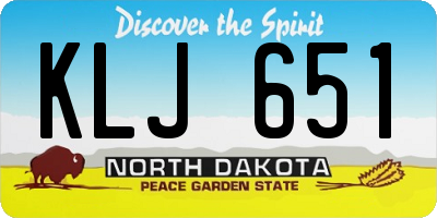 ND license plate KLJ651