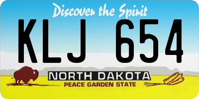 ND license plate KLJ654