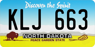 ND license plate KLJ663
