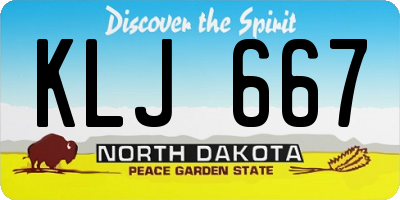 ND license plate KLJ667