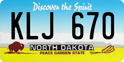 ND license plate KLJ670
