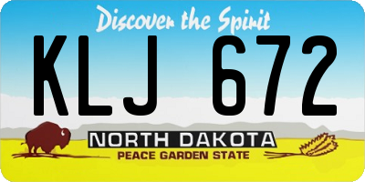 ND license plate KLJ672