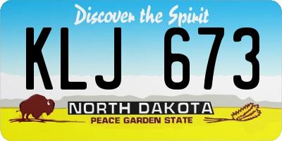 ND license plate KLJ673
