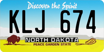 ND license plate KLJ674
